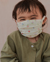Load image into Gallery viewer, Mask for toddlers and kids. Held with 4 ties. Cream flowers.