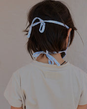 Load image into Gallery viewer, Mask for toddlers and kids. Held with 4 ties.  blue flowers