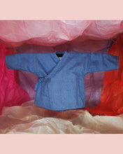 Load image into Gallery viewer, Reversible Upcycled Denim Kimono Jacket for toddlers and kids. Unisex
