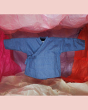 Load image into Gallery viewer, Reversible Upcycled Denim Kimono Jacket for toddlers and kids. Unisex