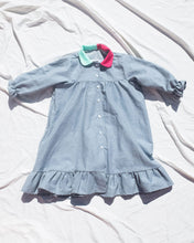 Load image into Gallery viewer, denim kid wearable long-sleeve gown, bi colored collard