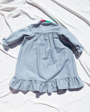 Load image into Gallery viewer, denim  wearable long-sleeve gown girl, bi colored collard