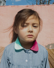 Load image into Gallery viewer, stripe dress wearable long-sleeve gown, bi-colored collard