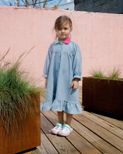 Load image into Gallery viewer, stripe dress wearable long-sleeve gown, bi-colored collard