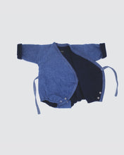 Load image into Gallery viewer, Baby winter kimono onesie  Dark vintage denim