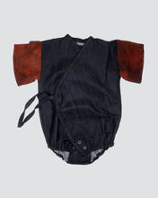 Load image into Gallery viewer, Baby denim kimono wrap with silk sleeves detail 
