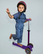 Load image into Gallery viewer, High waisted denim pants for toddlers and kids. Two pockets 
