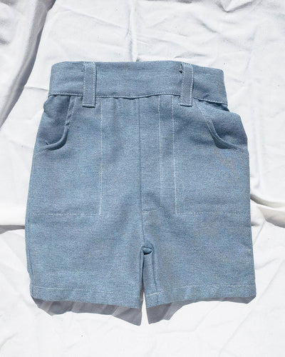Denim short for toddlers and kids/ High waisted and 2 pockets.
