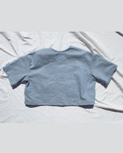 Load image into Gallery viewer, Gender neutral shirt for toddlers and kids. Premium Upcycled Denim Button Up Top with Denim Pockets