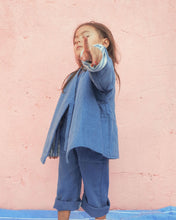 Load image into Gallery viewer, Kimono reversible jacket kids. Stripes and denim. Gender Neutral