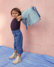 Load image into Gallery viewer, Kimono reversible jacket kids. Stripes and denim. Gender Neutral