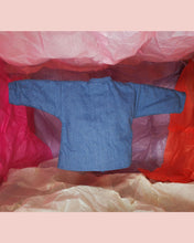 Load image into Gallery viewer, Kimono reversible jacket kids. Stripes and denim. Gender Neutral