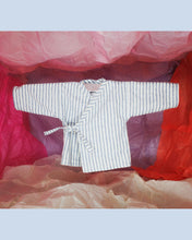 Load image into Gallery viewer, Kimono reversible jacket kids. Stripes and pink. Gender Neutral