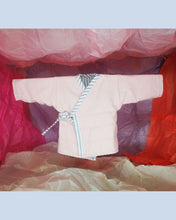Load image into Gallery viewer, Kimono reversible jacket kids. Stripes and pink. Gender Neutral