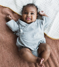 Load image into Gallery viewer, Premium Upcycled Cotton Kimono Onesie grey