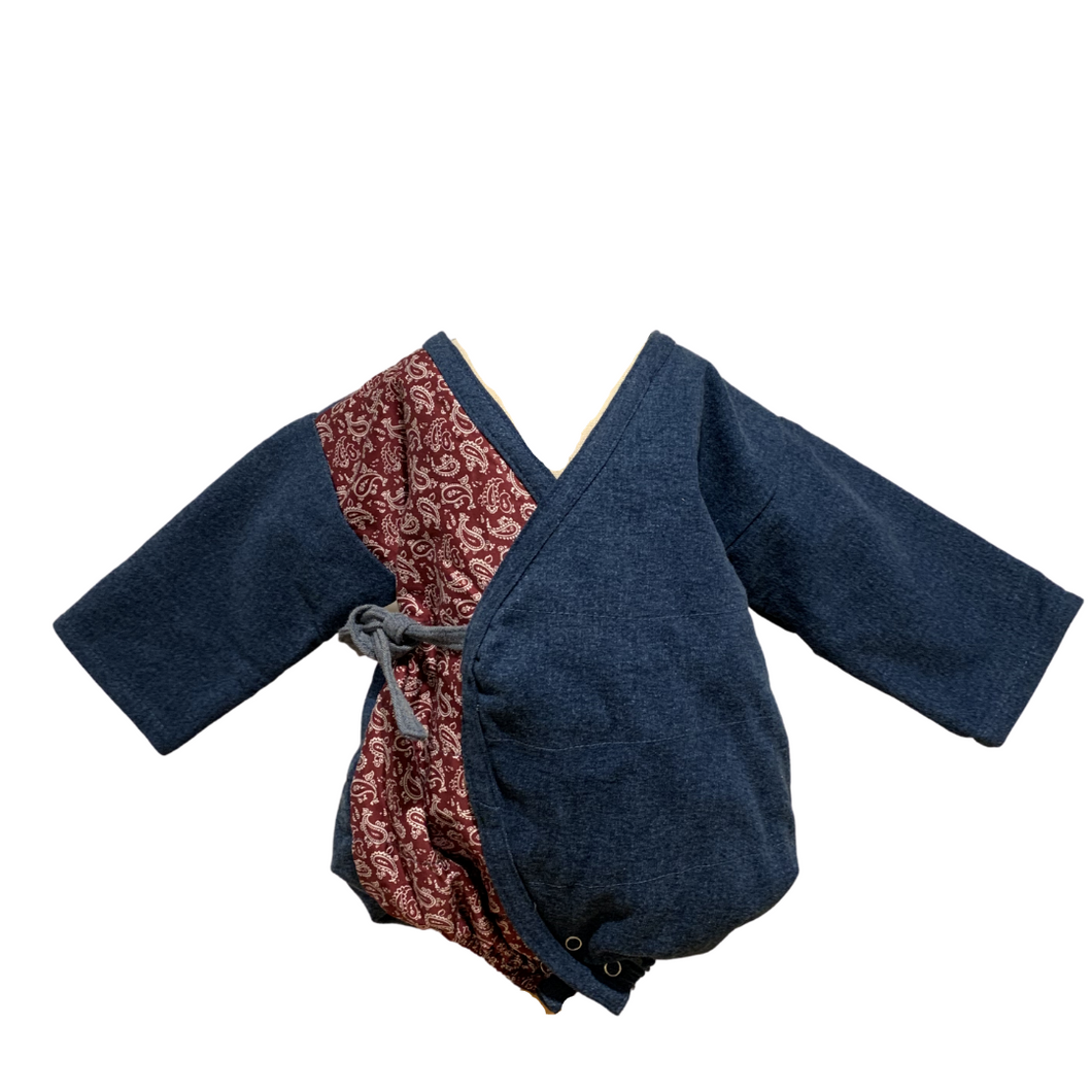 Winter Kimono onesie for babies.