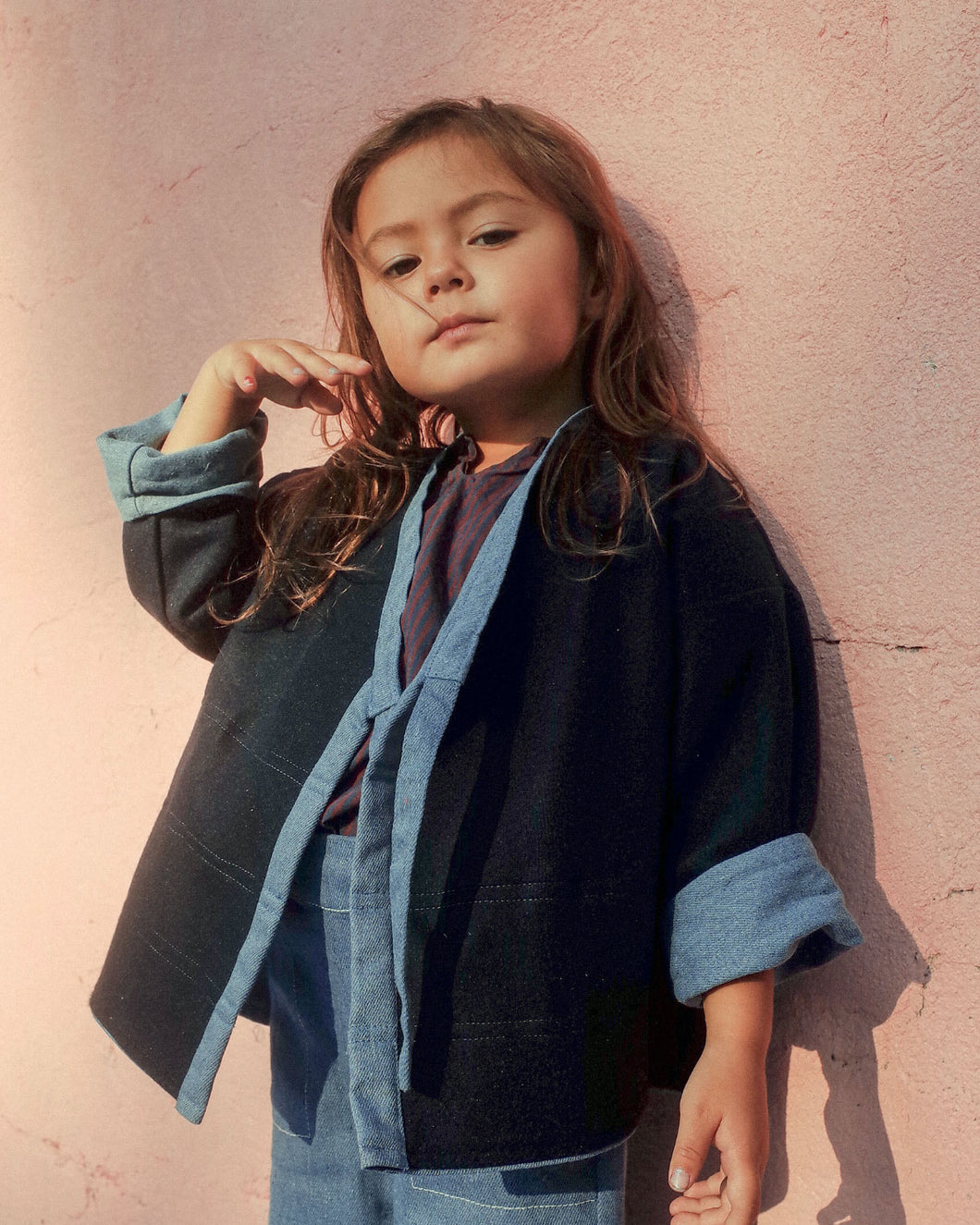 Reversible Upcycled Denim Kimono Jacket for toddlers and kids