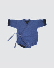 Load image into Gallery viewer, Baby winter kimono onesie  Dark vintage denim 
