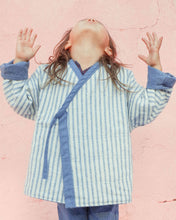 Load image into Gallery viewer, Kimono reversible jacket kids. Stripes and denim. Gender Neutral 

